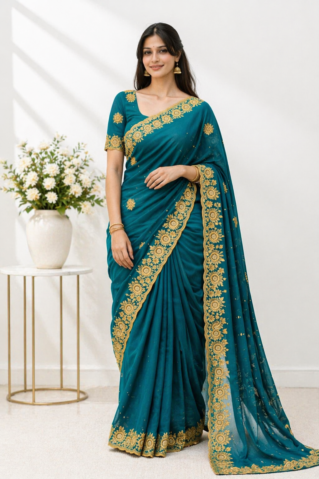 Sundartaa™ Emerald Shimmer Saree