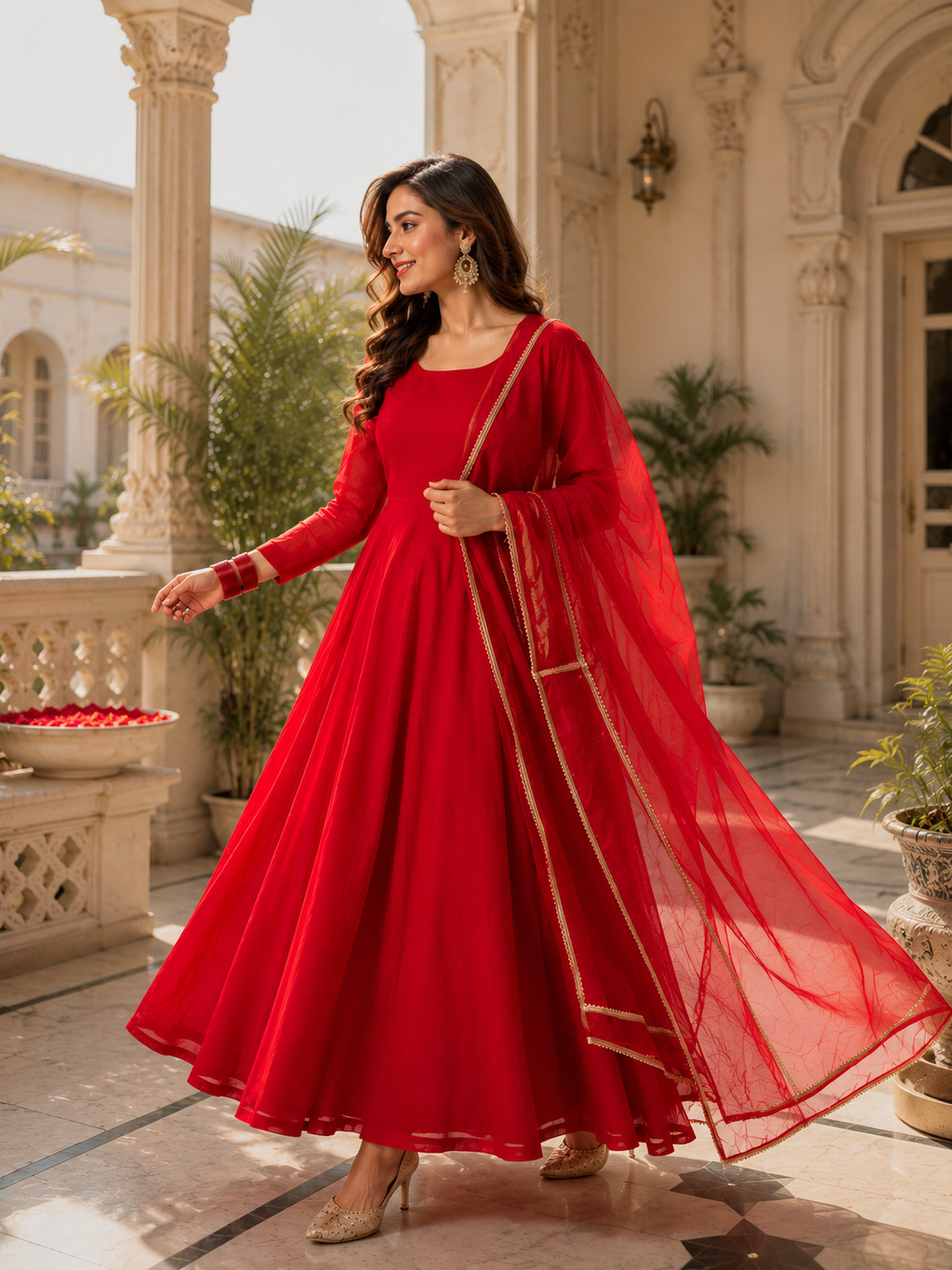 Sundartaa™ Laalima Red Anarkali Set for Women | Premium Ethnic Wear with Dupatta | Wedding, Festive & Party Outfit