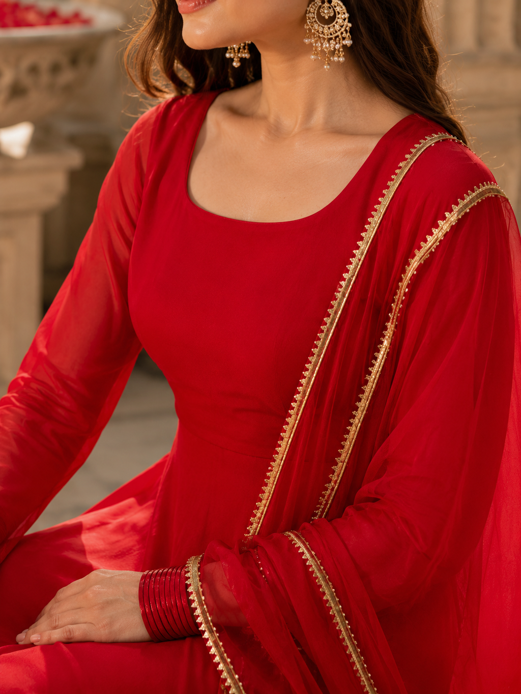 Sundartaa™ Laalima Red Anarkali Set for Women | Premium Ethnic Wear with Dupatta | Wedding, Festive & Party Outfit