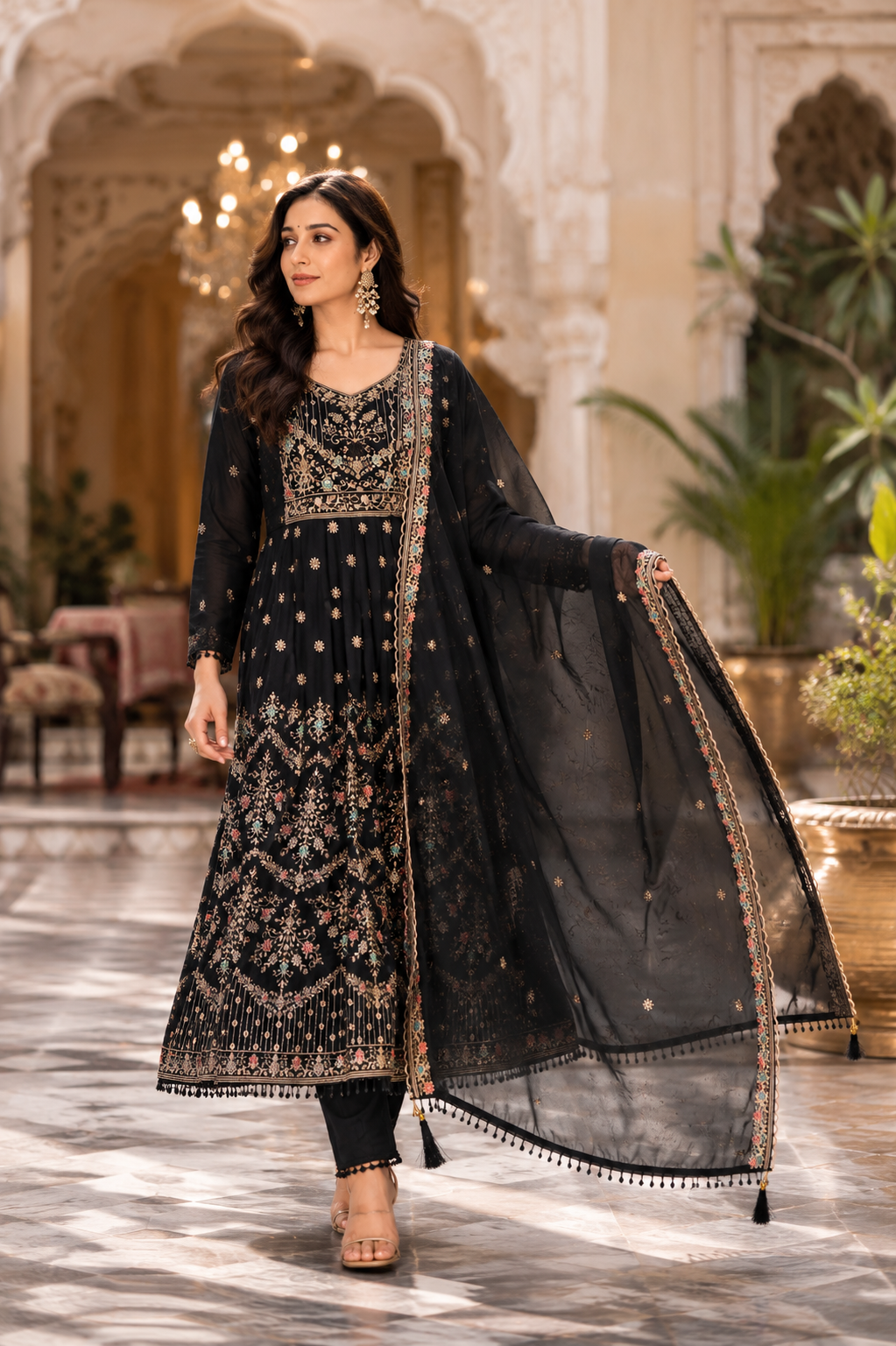 Noor Royale Luxury Embroidered Anarkali Set By Sundartaa