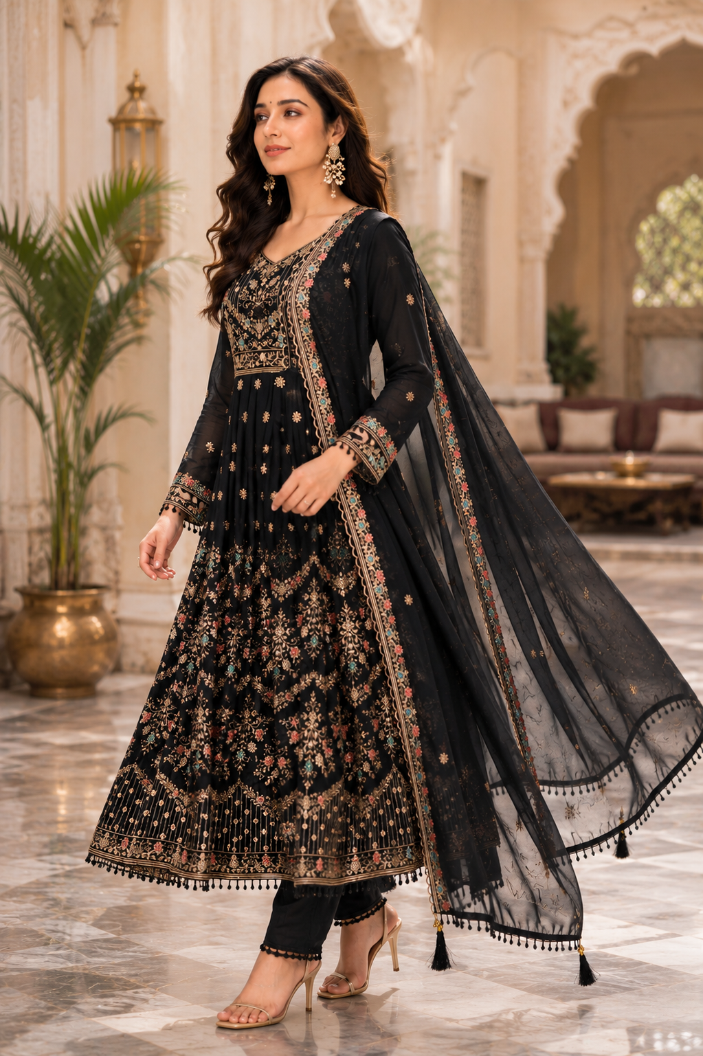 Noor Royale Luxury Embroidered Anarkali Set By Sundartaa