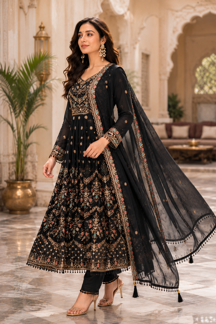 Noor Royale Luxury Embroidered Anarkali Set By Sundartaa