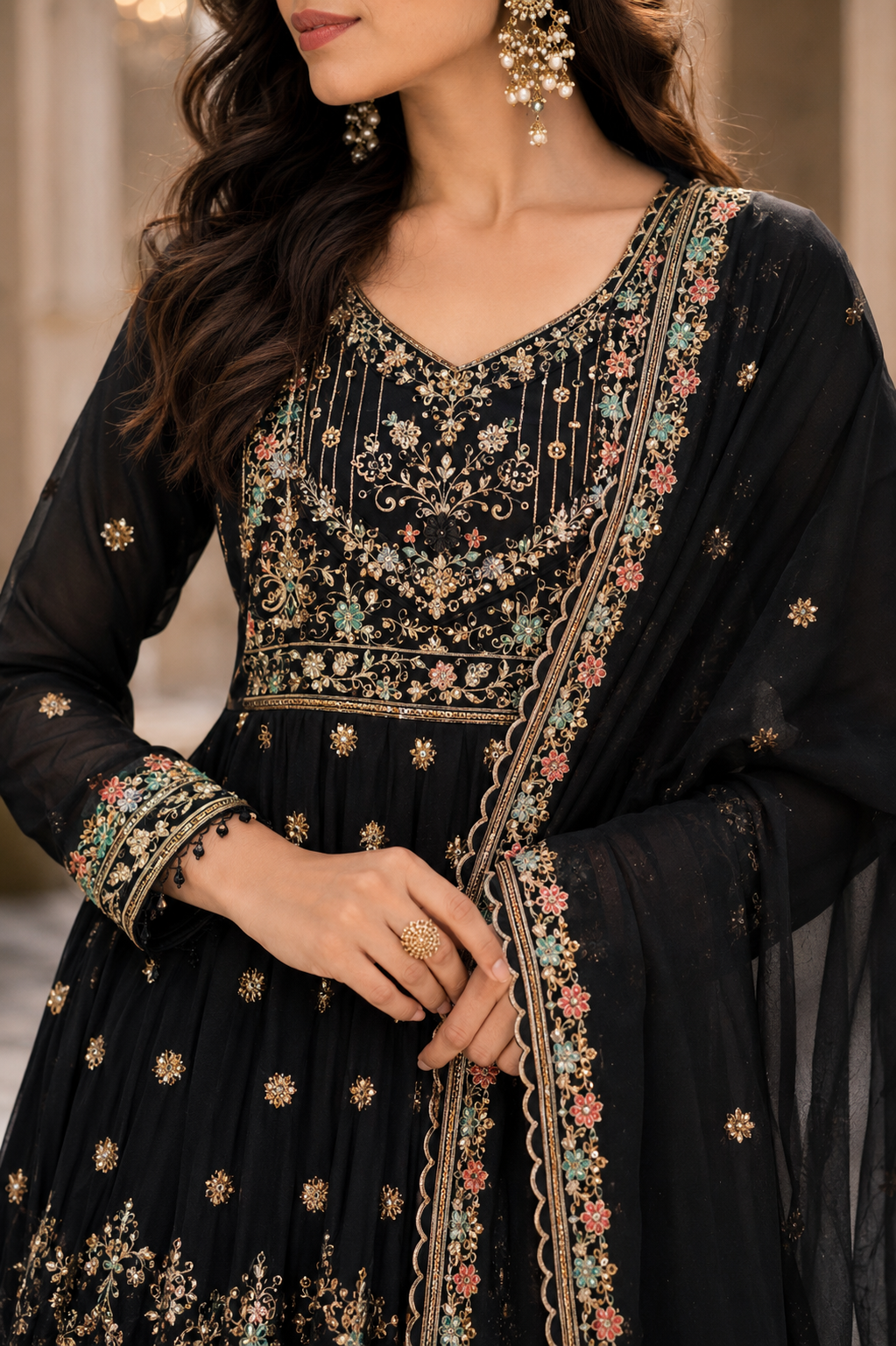 Noor Royale Luxury Embroidered Anarkali Set By Sundartaa