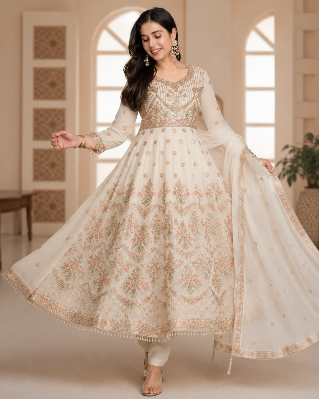 Noor Royale Luxury Embroidered Anarkali Set By Sundartaa