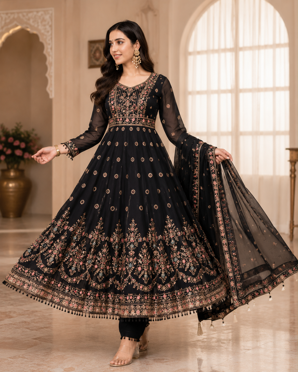 Noor Royale Luxury Embroidered Anarkali Set By Sundartaa