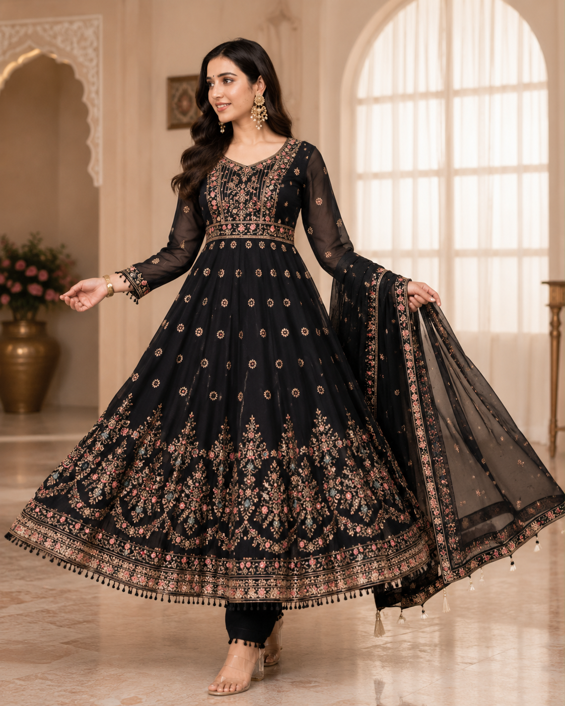 Noor Royale Luxury Embroidered Anarkali Set By Sundartaa