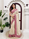 Sundartaa ™ Mrinalini Embroidered Silk Blend Saree for Women | Party & Festive Wear