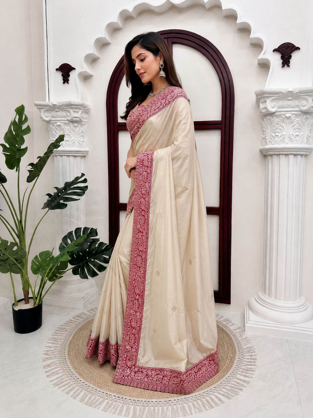Sundartaa ™ Mrinalini Embroidered Silk Blend Saree for Women | Party & Festive Wear