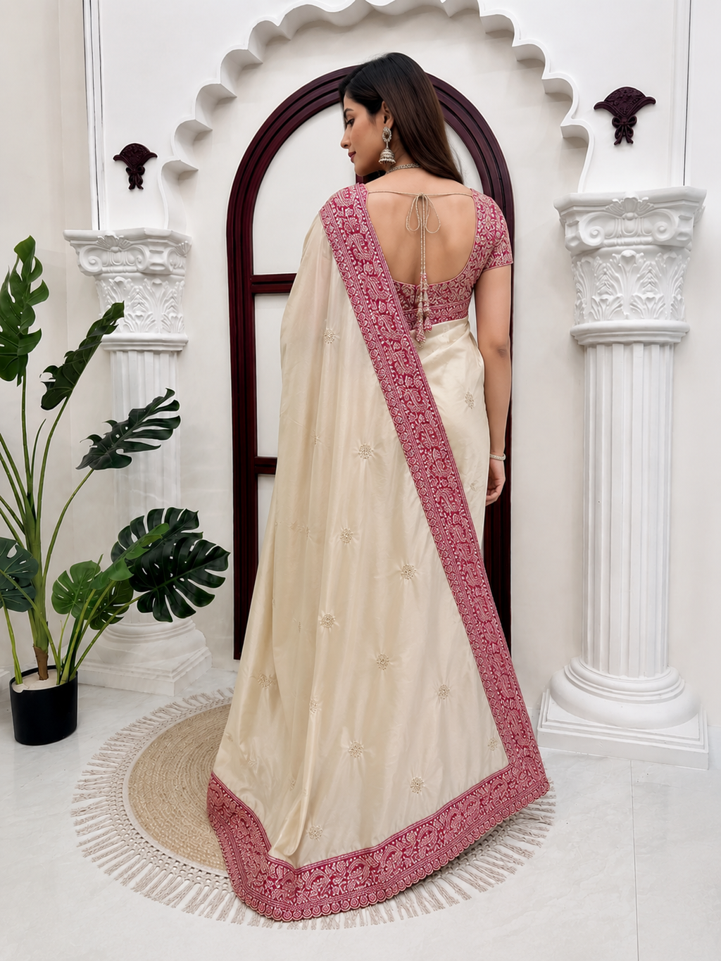 Sundartaa ™ Mrinalini Embroidered Silk Blend Saree for Women | Party & Festive Wear