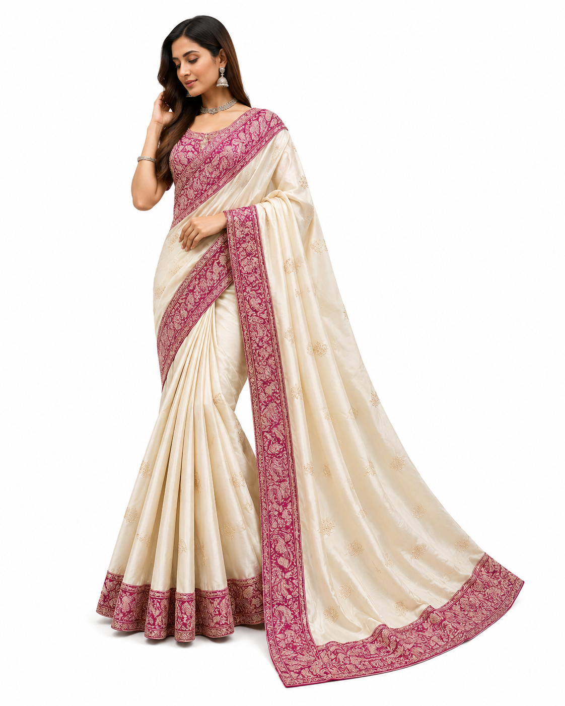 Sundartaa ™ Mrinalini Embroidered Silk Blend Saree for Women | Party & Festive Wear