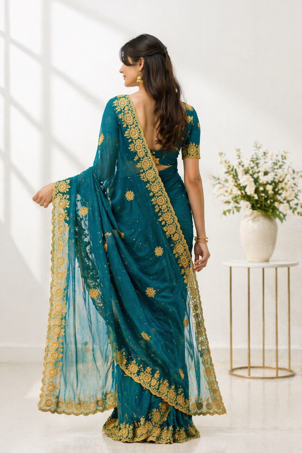 Sundartaa™ Emerald Shimmer Saree