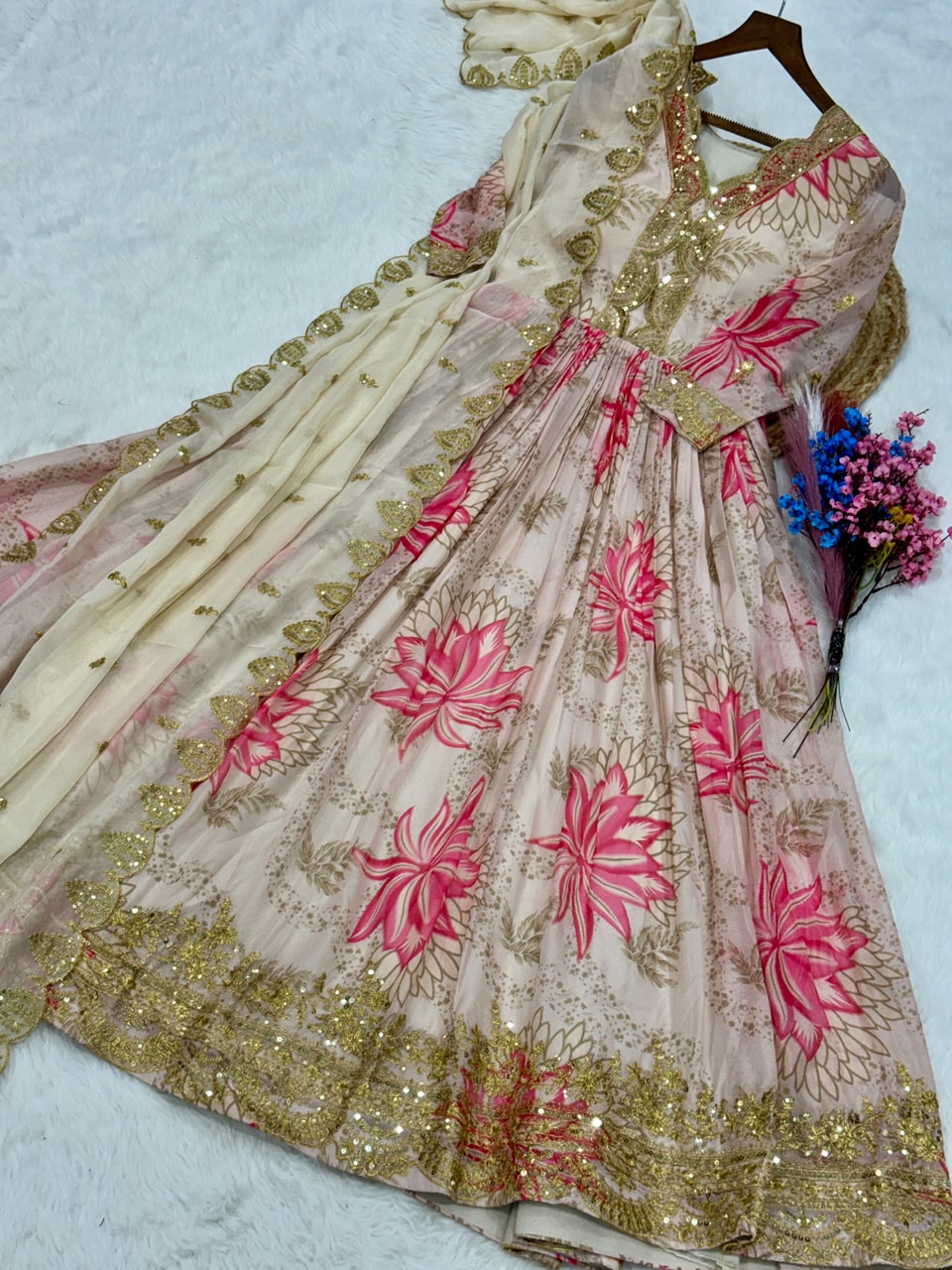 Sundartaa Rosé Bloom Gown Set