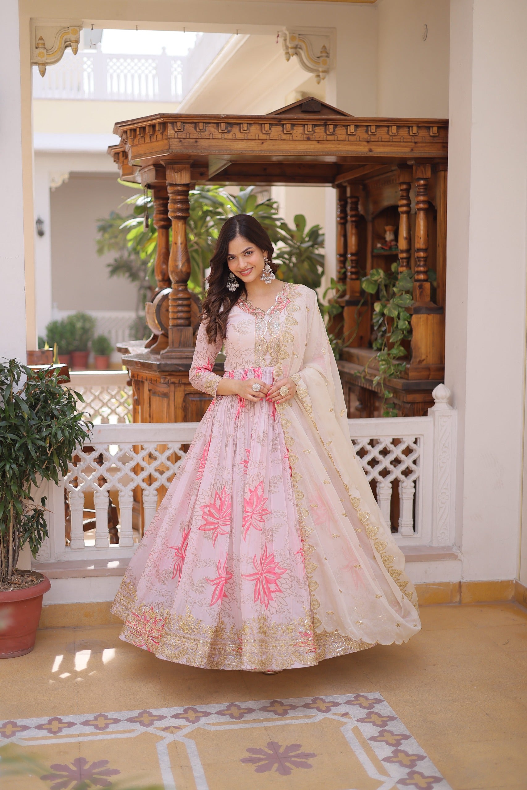 Sundartaa Rosé Bloom Gown Set